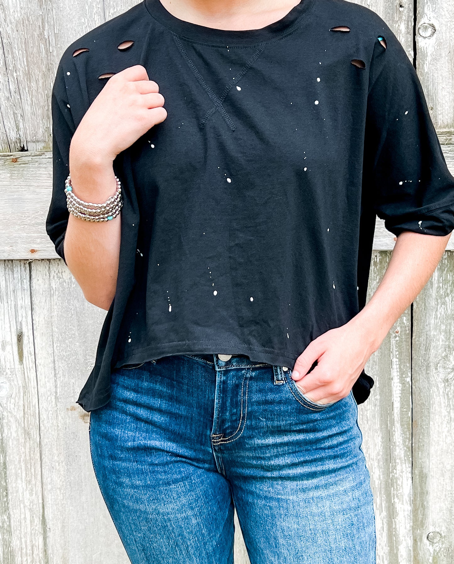 Jade Distressed Top