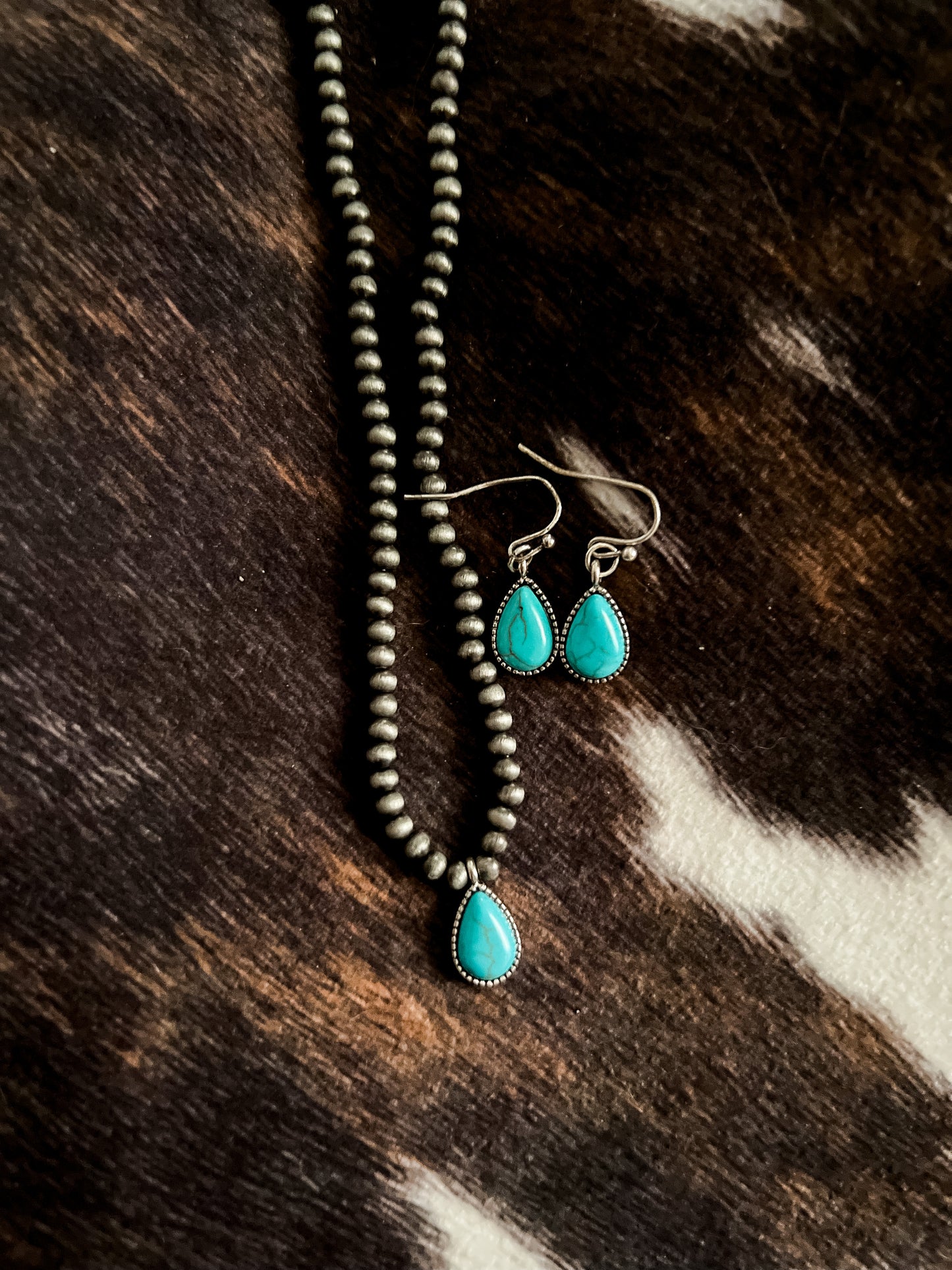 Teardrop Beaded Necklace & Earring Set