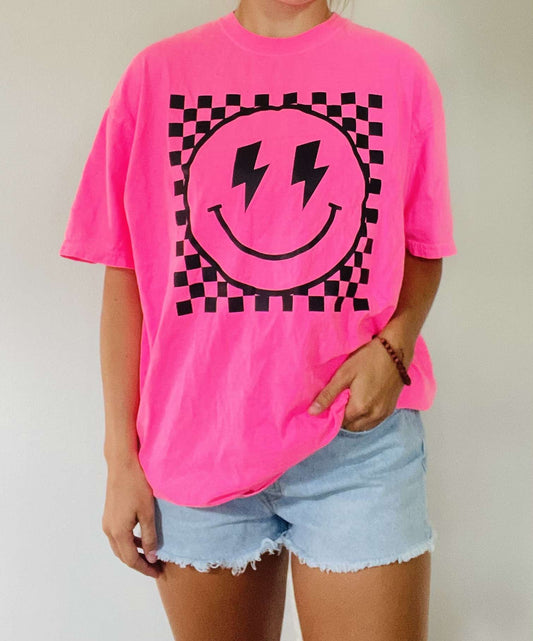 Checkered Smiley Graphic Tee