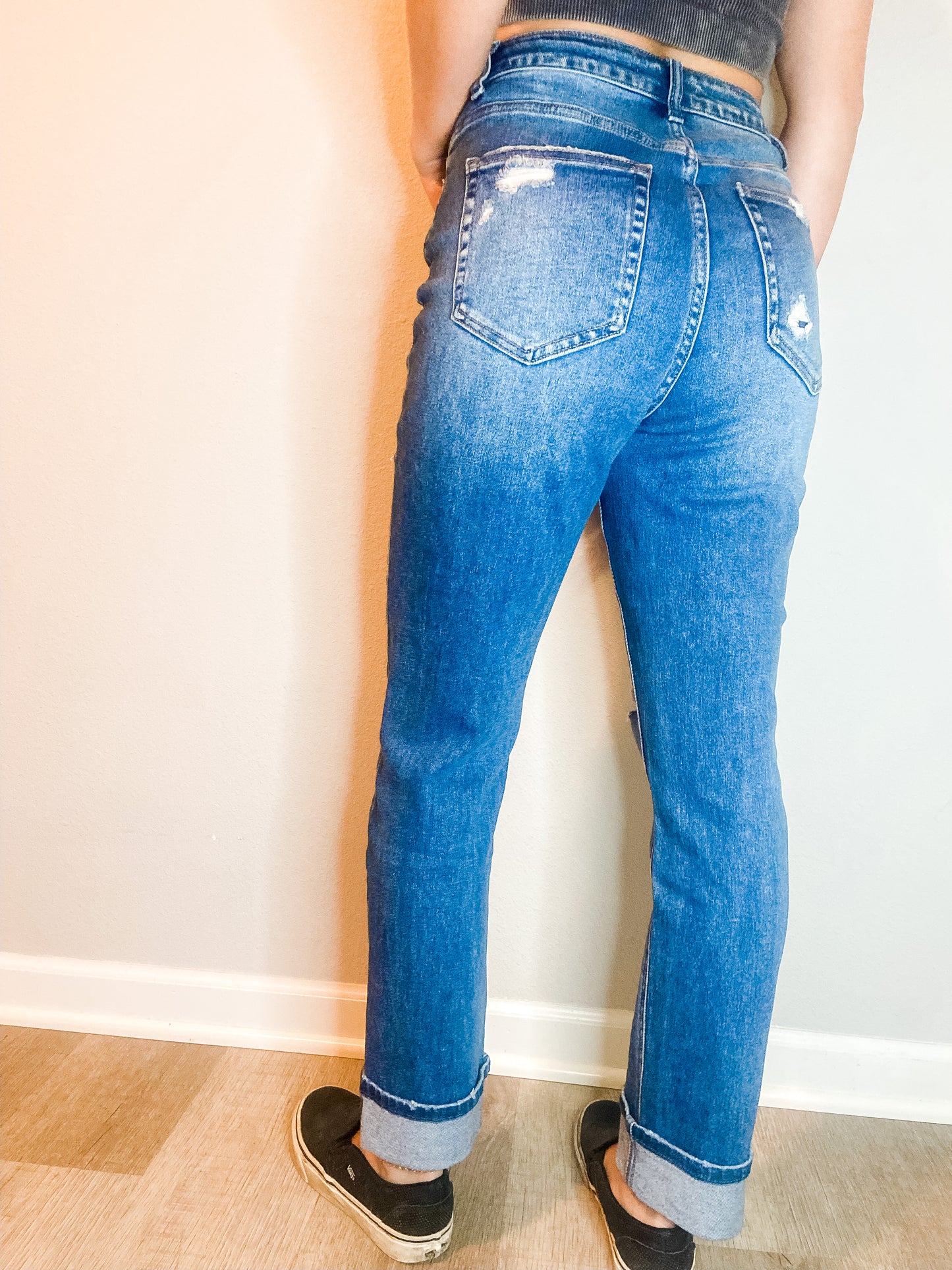 Jules Distressed Cuffed Mom Jean